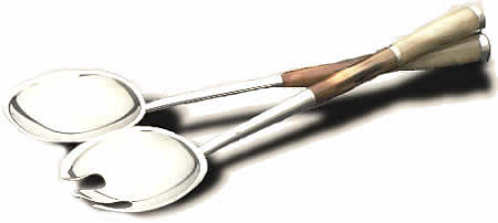 horn & pewter salad servers